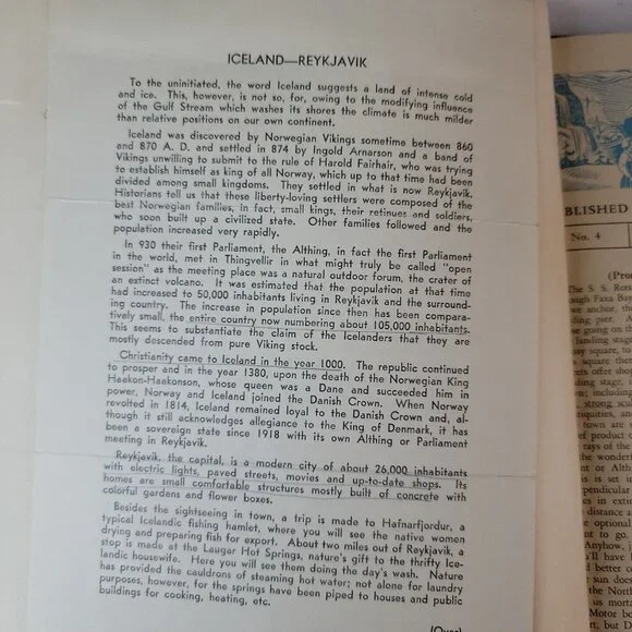 1938 T.S.S. Rotterdam North Cape Russia Cuise Itenerary Ship's Program Journal